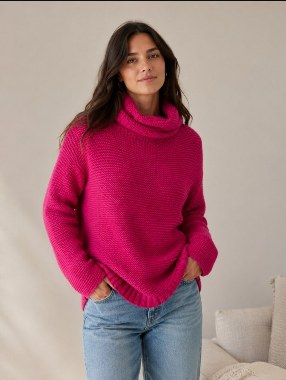 Calypso St. Barth Cashmere Turtleneck Sweater Textured Knit